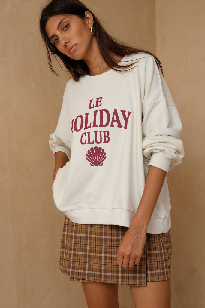 Le Holiday Club Sweater - Coconut White - Red