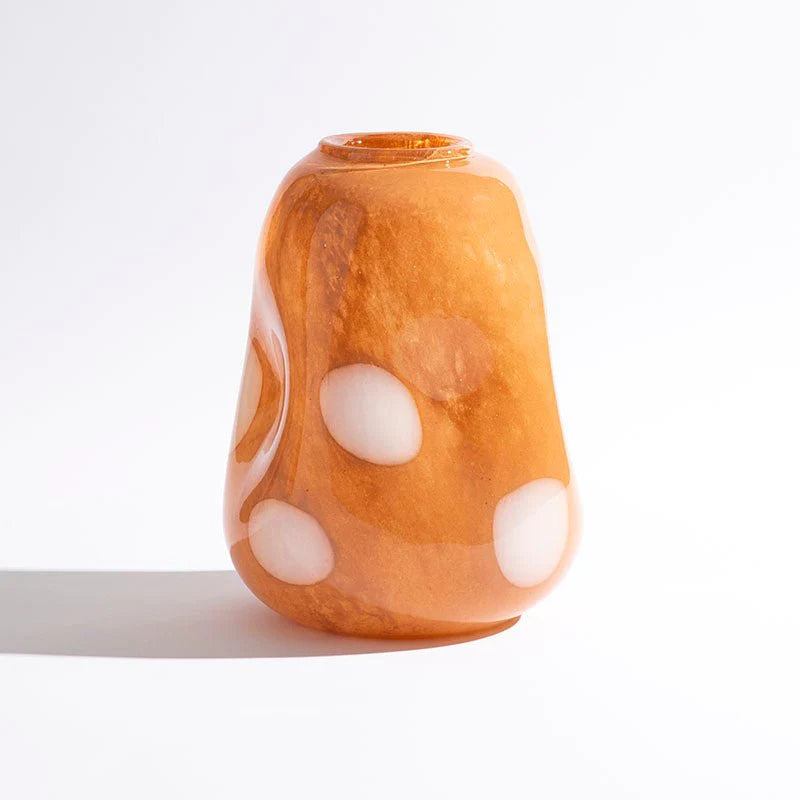 jumbled ben David KAS spots vase large peach white spot handmade glass vase