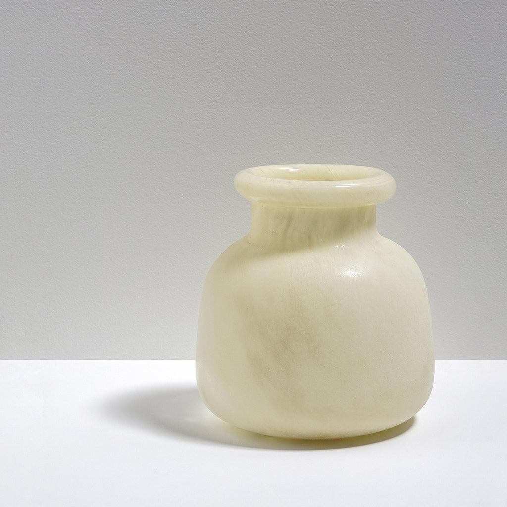 ben David jumbled kas byron round vase natural cream handmade glass matte texture