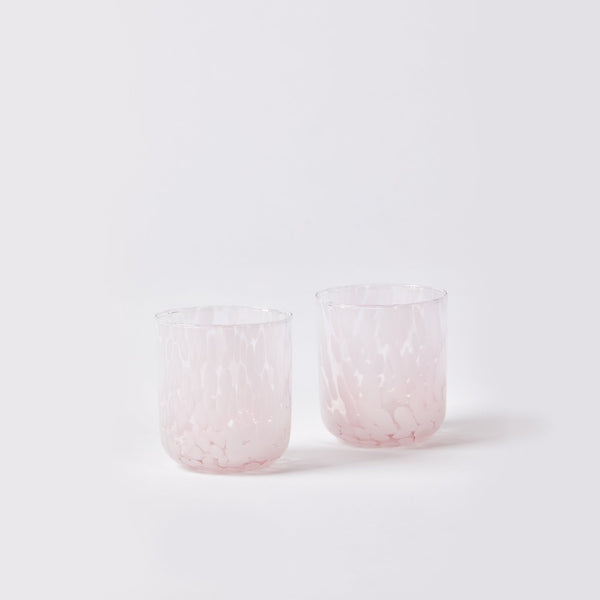 Glass Tumbler - Dots Pink (set of 2)