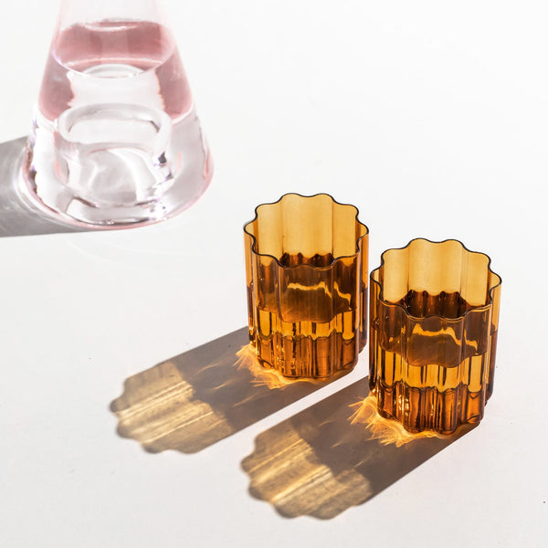 Wave Glass (Set of 2) - Amber