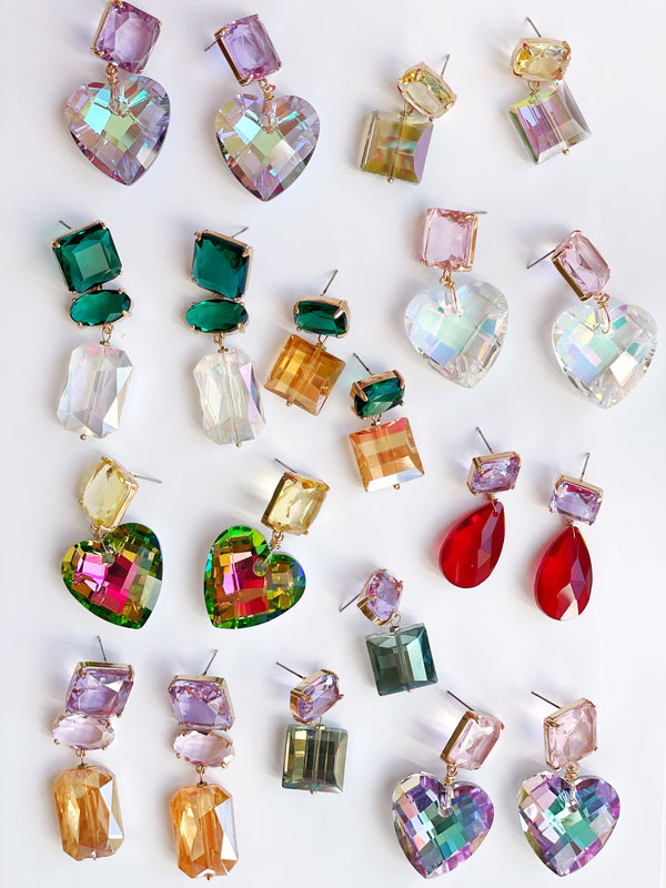 collection of gem stone earrings bright colourful fun jumbled online