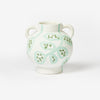 jumbled x bonnie and neil short round ceramic vase featuring a hand painted begonia design in soft blue and mint