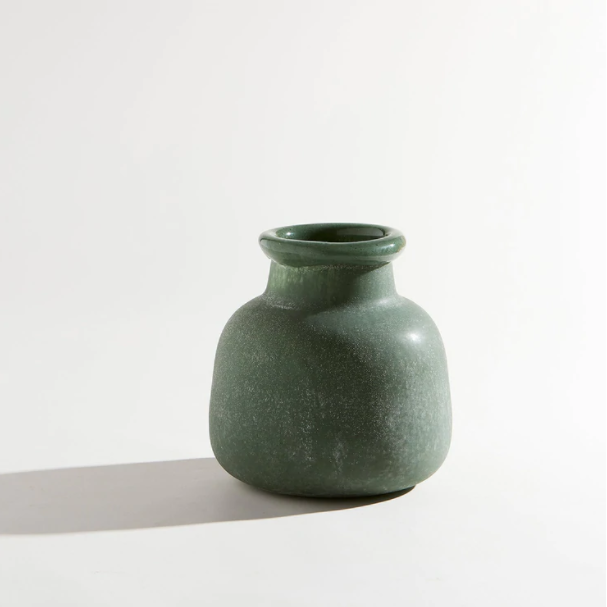 jumbled ben David kas byron round glass vase australia leaf green matte texture design