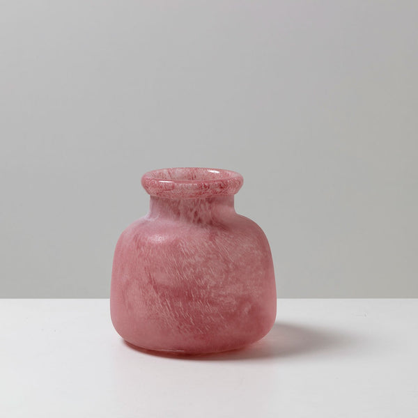 ben David KAS jumbled glass round vase textured sculpture pink rose  handmade australia