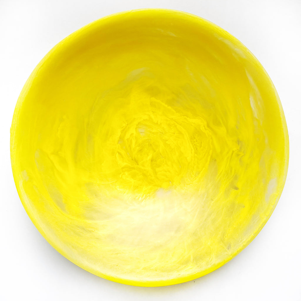 Round Resin Platter - Yellow Swirl