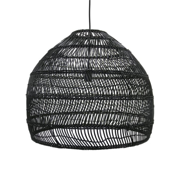 Wicker Hanging Lamp: Medium Black